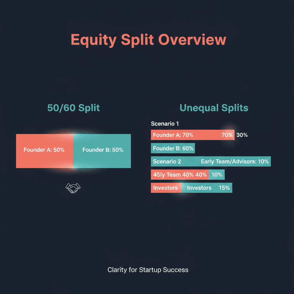 Grafic cu distribuția equity split-urilor între cofondatori